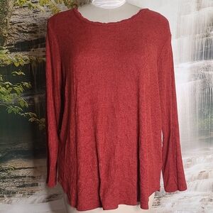 Maurices Womens 3X Long Sleeve Ribbed Comfy Rustic Lace Accent Stretchy Top